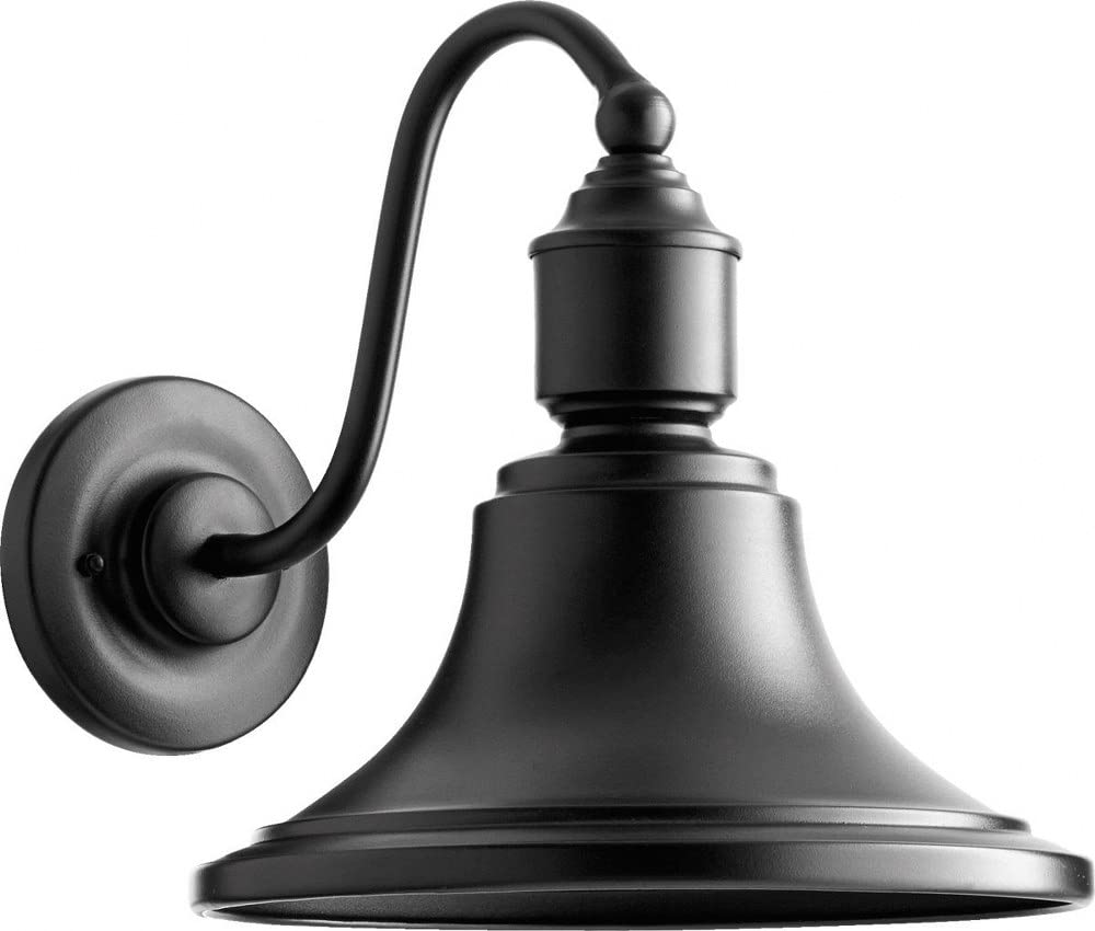 Quorum International Black Outdoor Wall Lantern, Traditional One Light Restoration Fixture