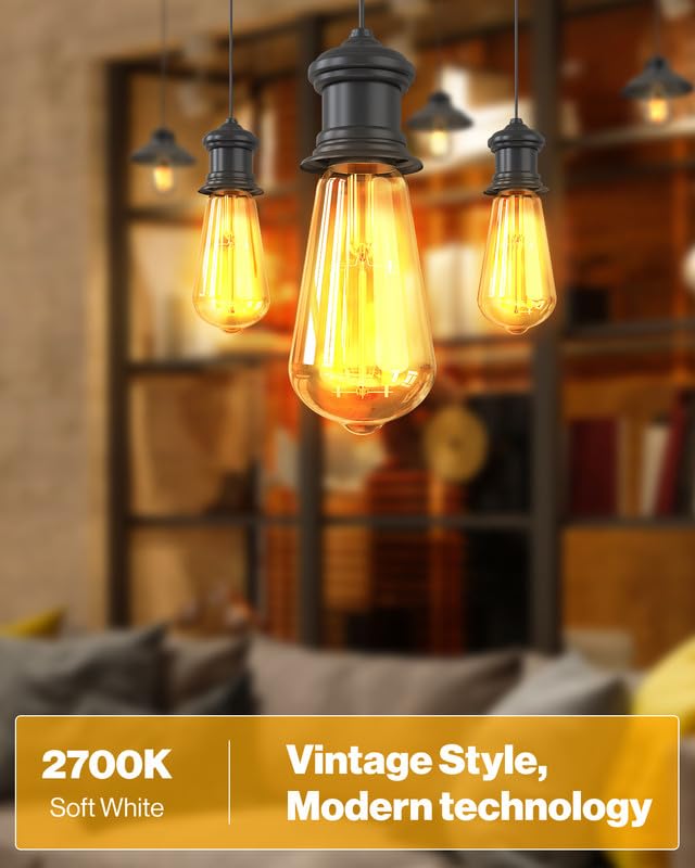 Sunco Lighting Vintage LED Edison Bulbs 75W Equivalent 7W 850 Lumens ST58 16 Pack 2700K Soft White Clear Glass