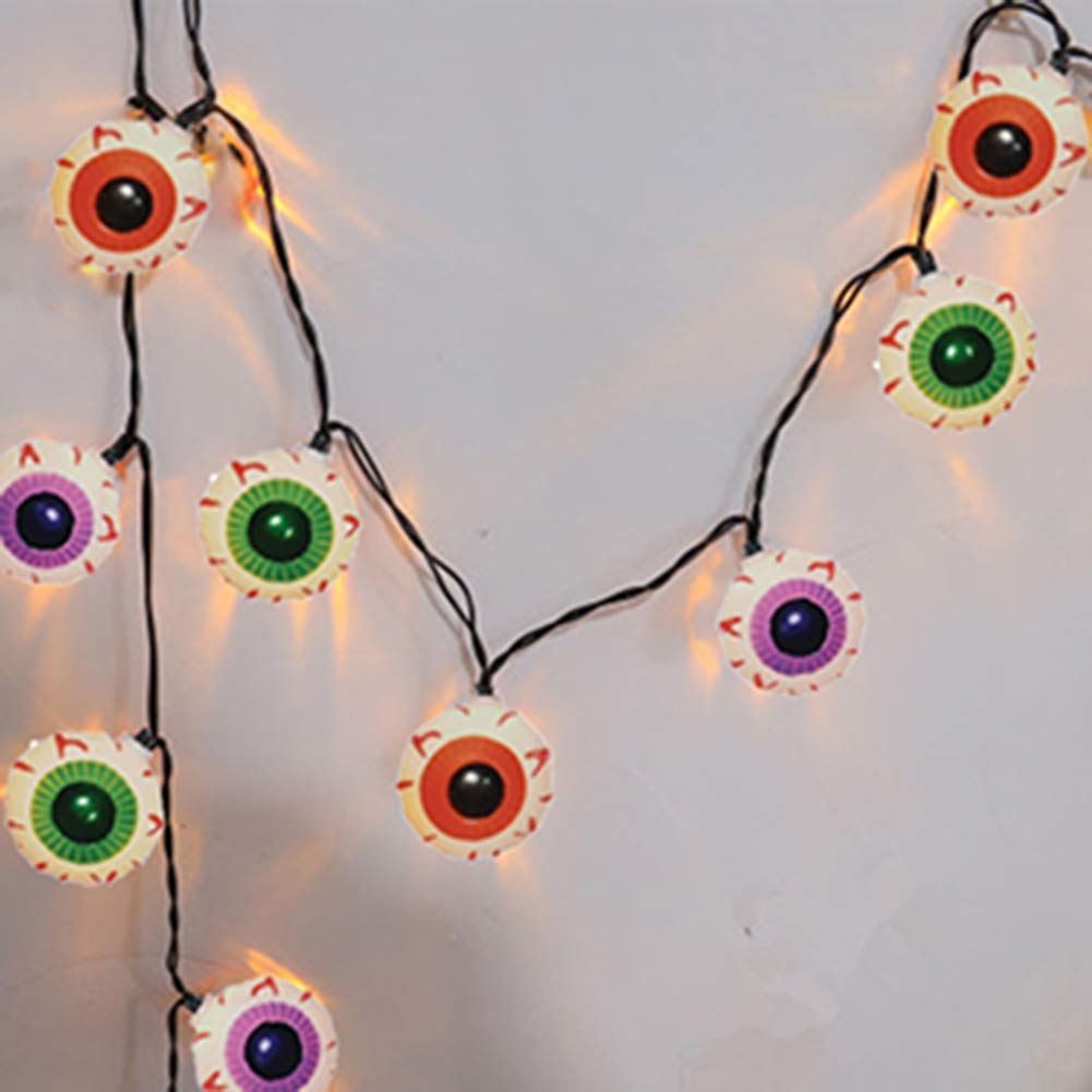 GOOTHY Halloween Eyeball String Lights 8.5Ft Halloween Decorative String Lights with 10 Incandescent Multicolor Eyeball Lights f