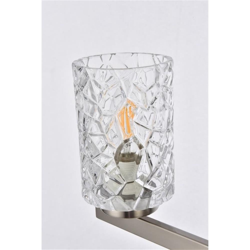 Living District Indoor Modern Home Decorative Bright Ceiling Cassie 3 Lights Bath Sconce in Satin Nickel with Clear Shade