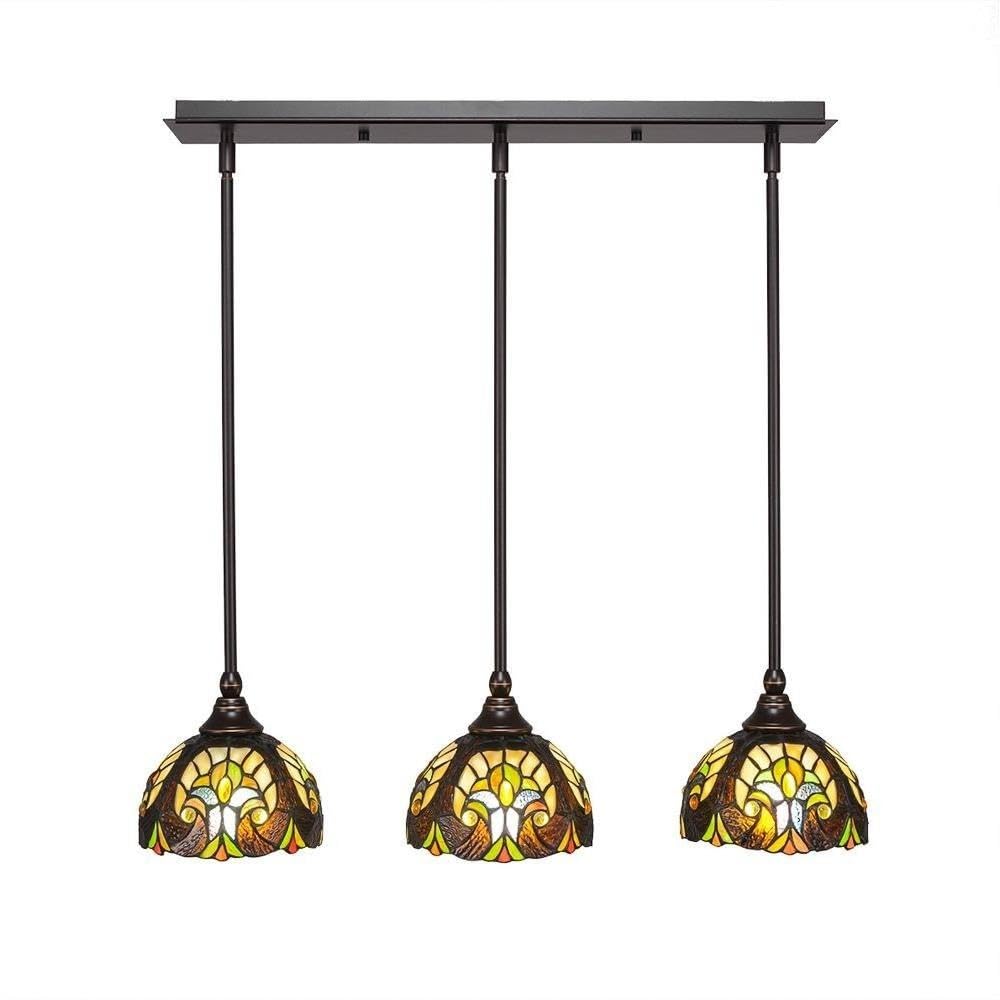 Toltec Lighting 25-Dg-9945 3 Light Multi-Light Mini Hang Straight Swivel Pendant With Ivory Cypress Glass, 7&quot;, Dark Granite