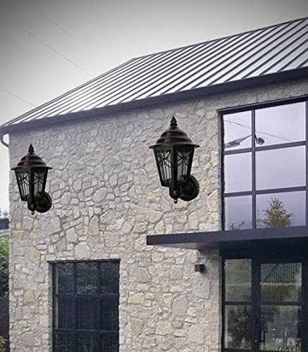 Lyse Decor Modern Design Stairs Shape Waterproof Gate Light, Pillar Lamp, Garden (Pair of 2 Pieces) (Black..)