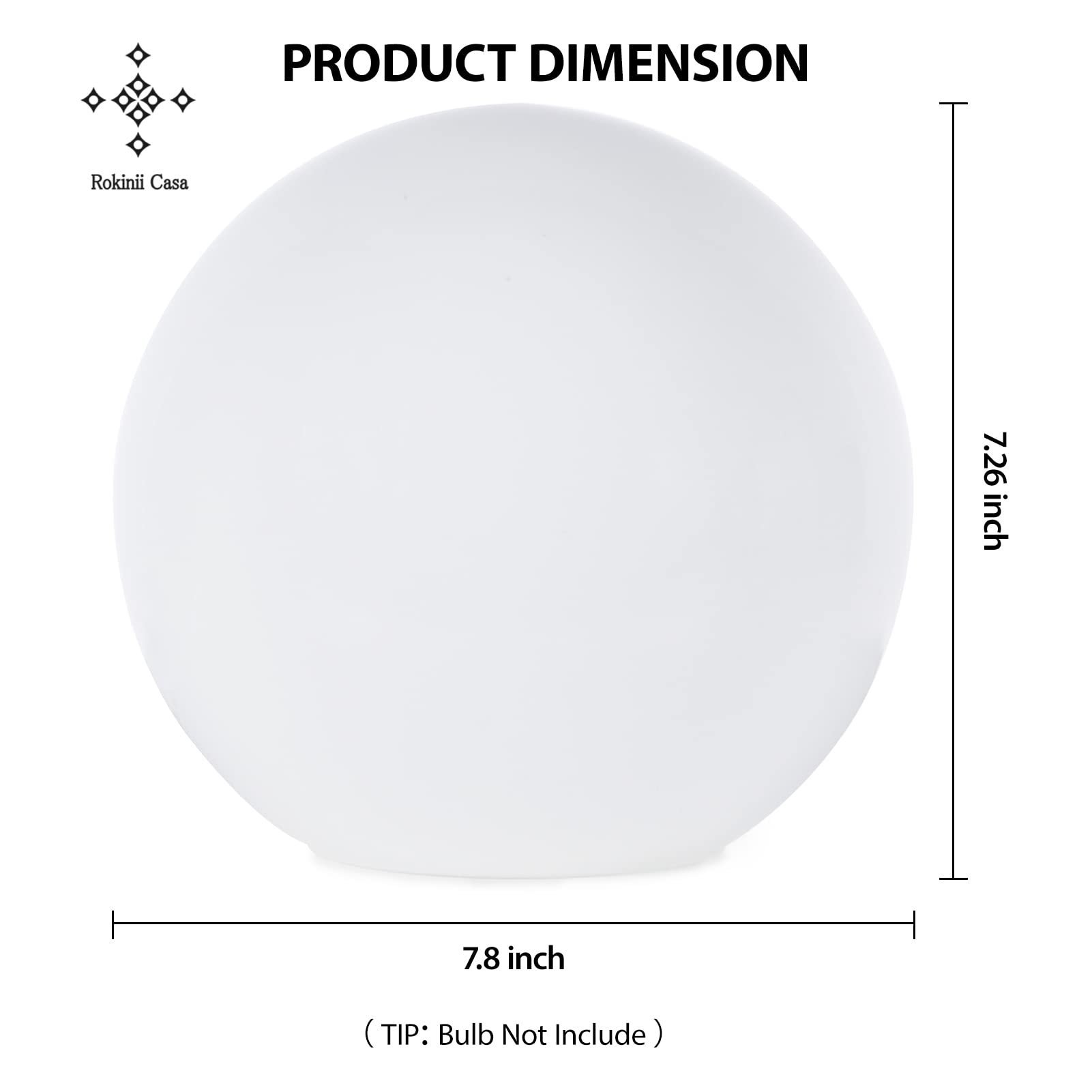 Rokinii Casa Ball Table Lamp - 7.8 Inch Glass Shade, Opal White for Bedroom, Office & Bookshelf Reading Decoration