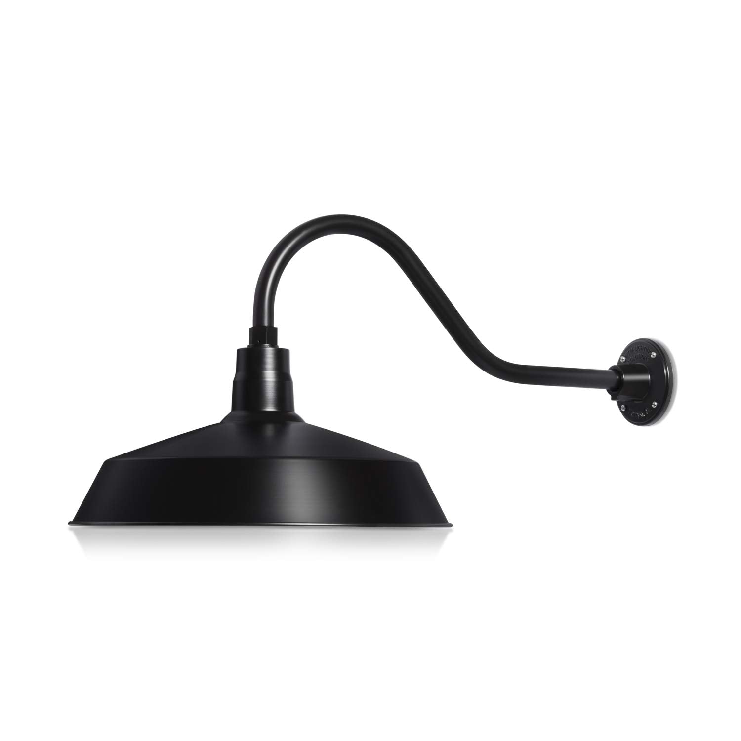 HTM LIGHTING SOLUTIONS Gooseneck Barn Light Fixture - 17in Shade, 22in Arm, Satin Black, Alloy Steel, UL Listed, Model SBL17-BK-SGN