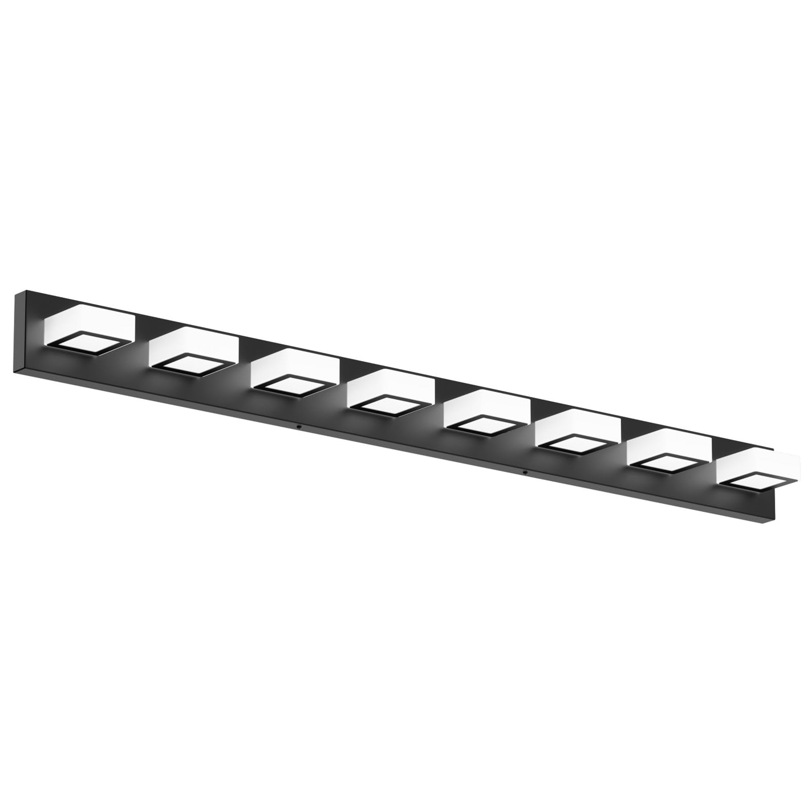 Ralbay 52 Inch Black LED Vanity Light Fixture, 8 Lights, Modern Acrylic Design, Matte Black, Model 8590