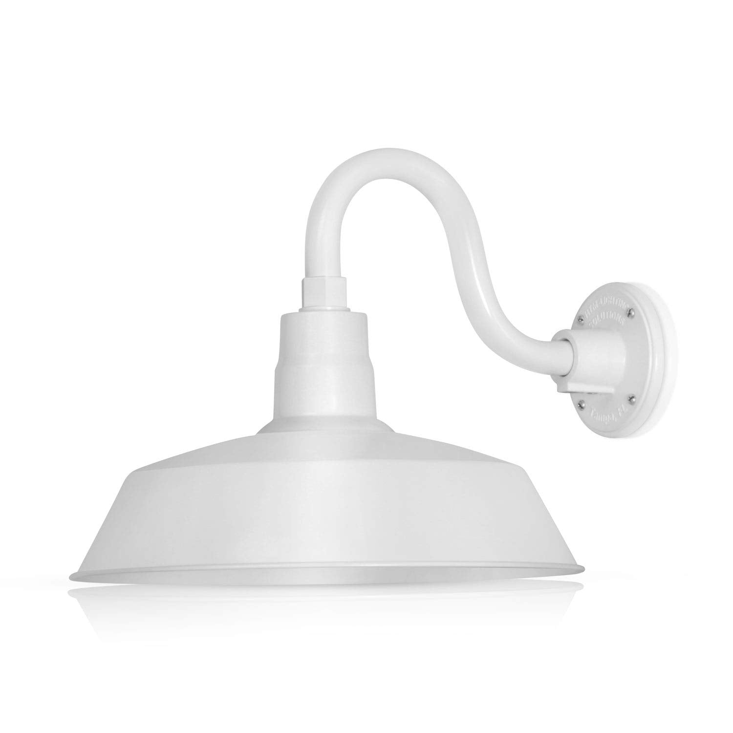 HTM LIGHTING SOLUTIONS 14in. Gooseneck Barn Light Fixture - White, Alloy Steel, UL Listed, 10in. Extension Arm, Model SBL14-WH-SGN
