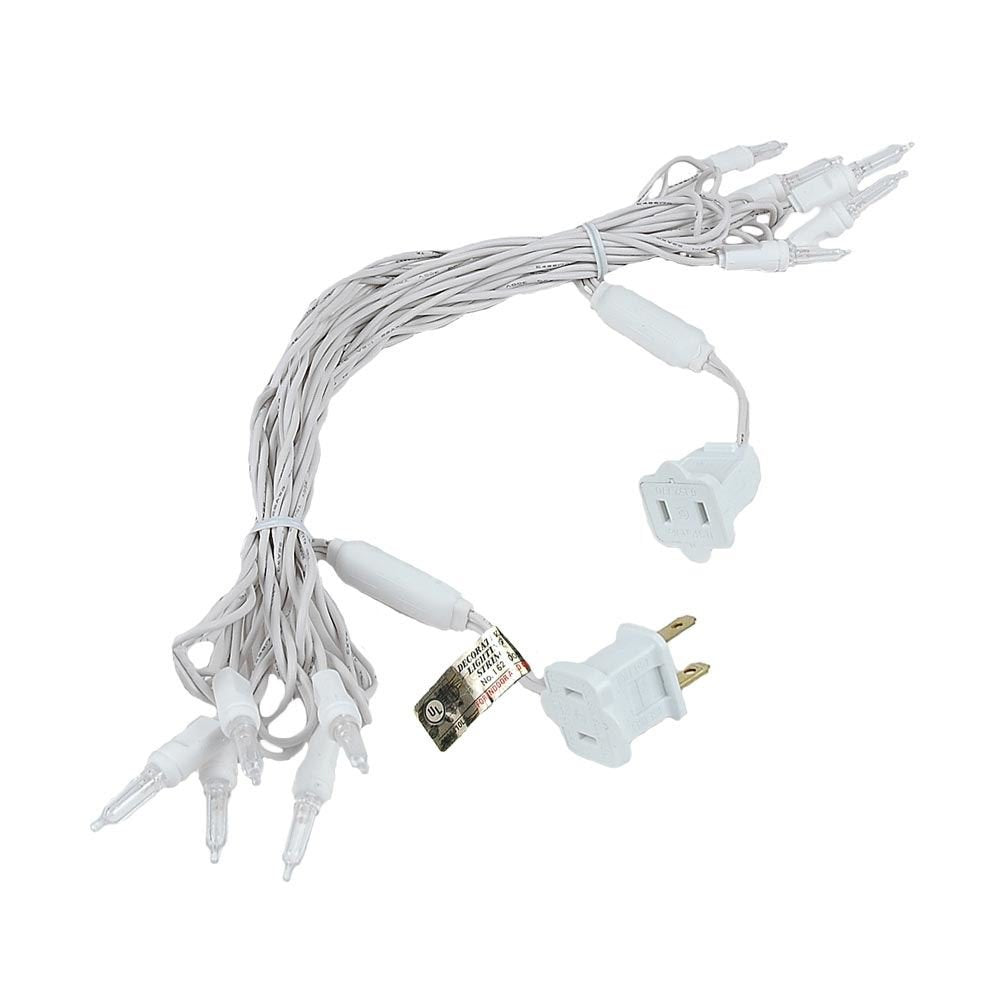 Novelty Lights 10 Light T5 Led Christmas Mini Light Set, Outdoor Lighting Party Patio String Lights, Warm White, White Wire, 11