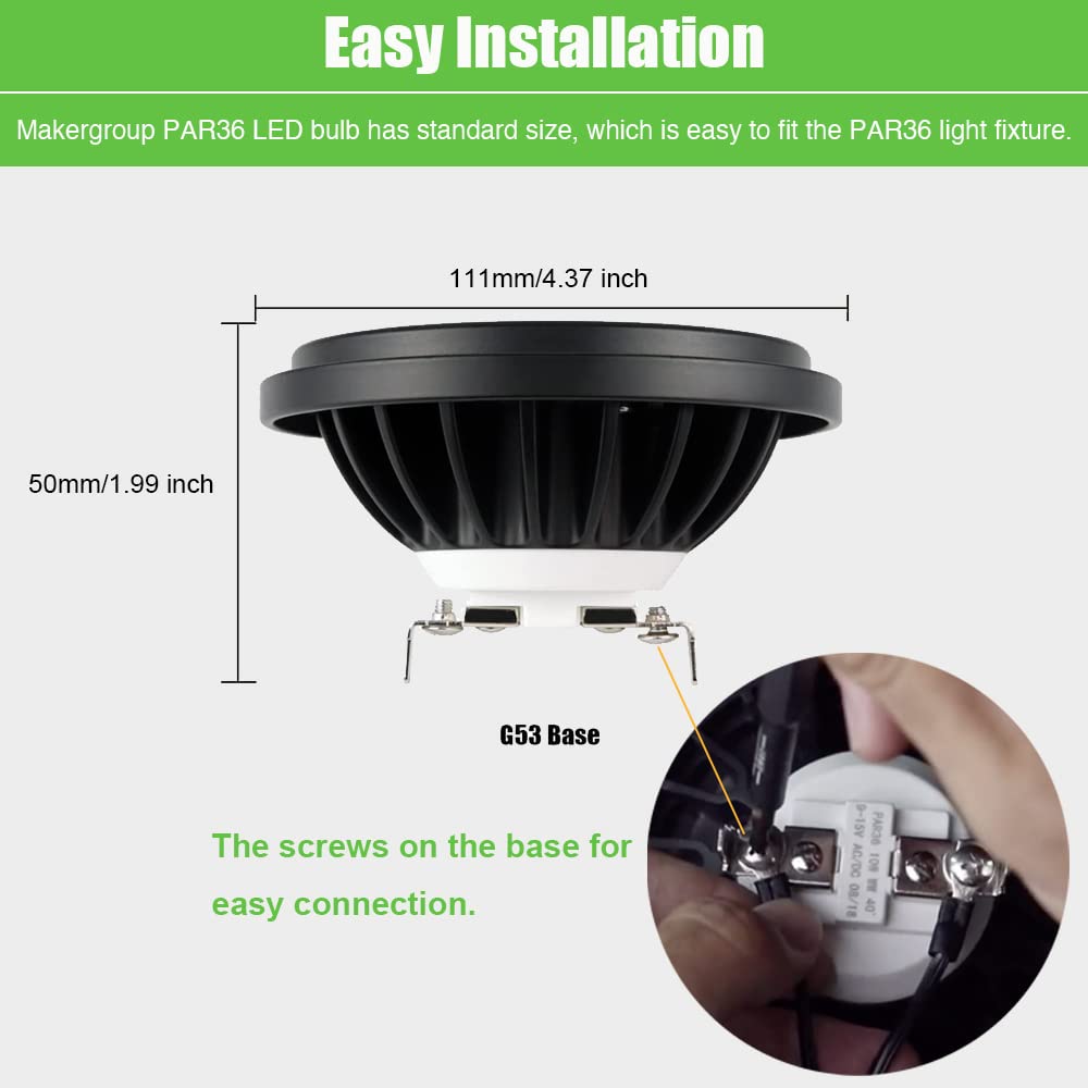 Makergroup Par36 Led Landscape Light Bulb 10W  12V Low Voltage Lighting  Waterproof Spotlight For Outdoor Yard Tree Light  In-Ground Well Light  Warm White 2700K-3000K