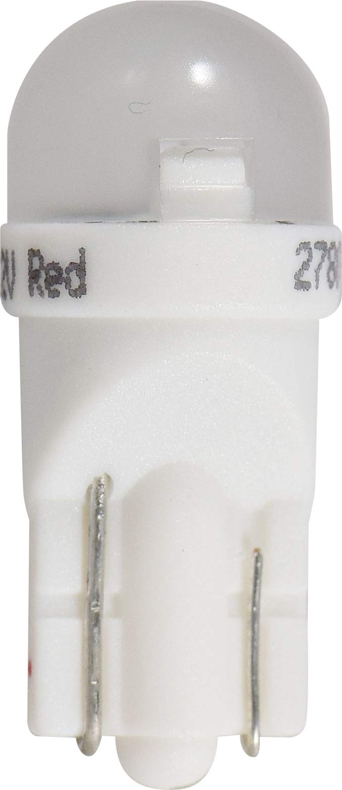 SYLVANIA 194 T10 W5W LED Red Mini Bulb - 2-Pack, Ideal for Interior Lighting, Model 31117
