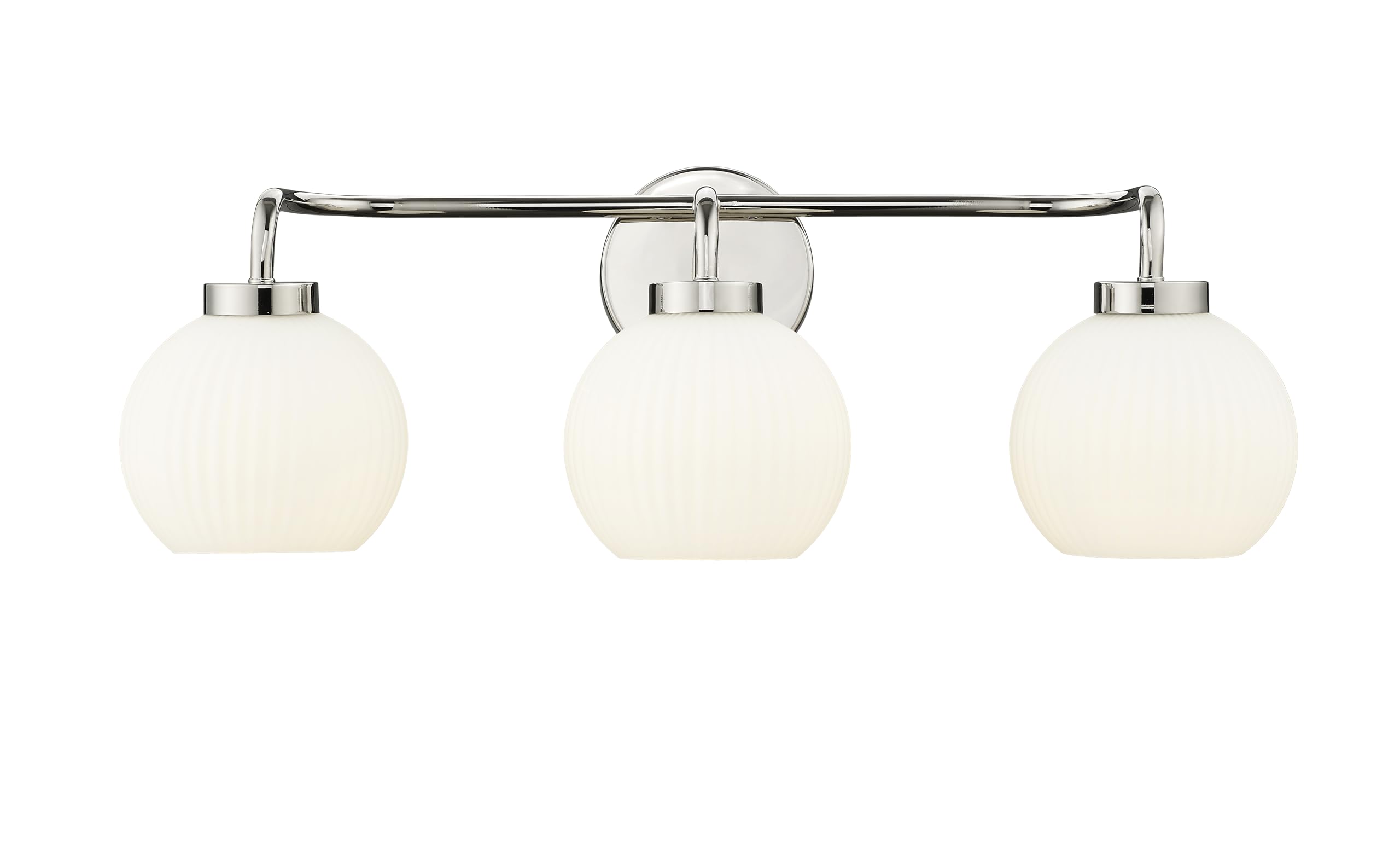 ML Lighting | Oprah Collection | 22403-PN | Indoor 3 Light Vanity in Polished Nickel with Opal Ribbed Glass Shade | Elegant and 