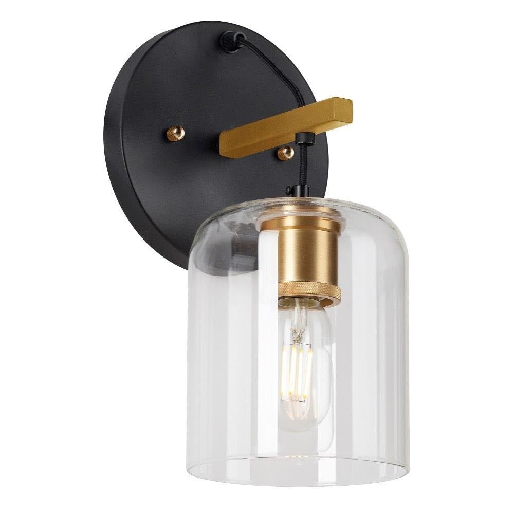 Forte 5724-01-62 Transitional One Light Wall Sconce from Tyrone Collection in Black Finish,