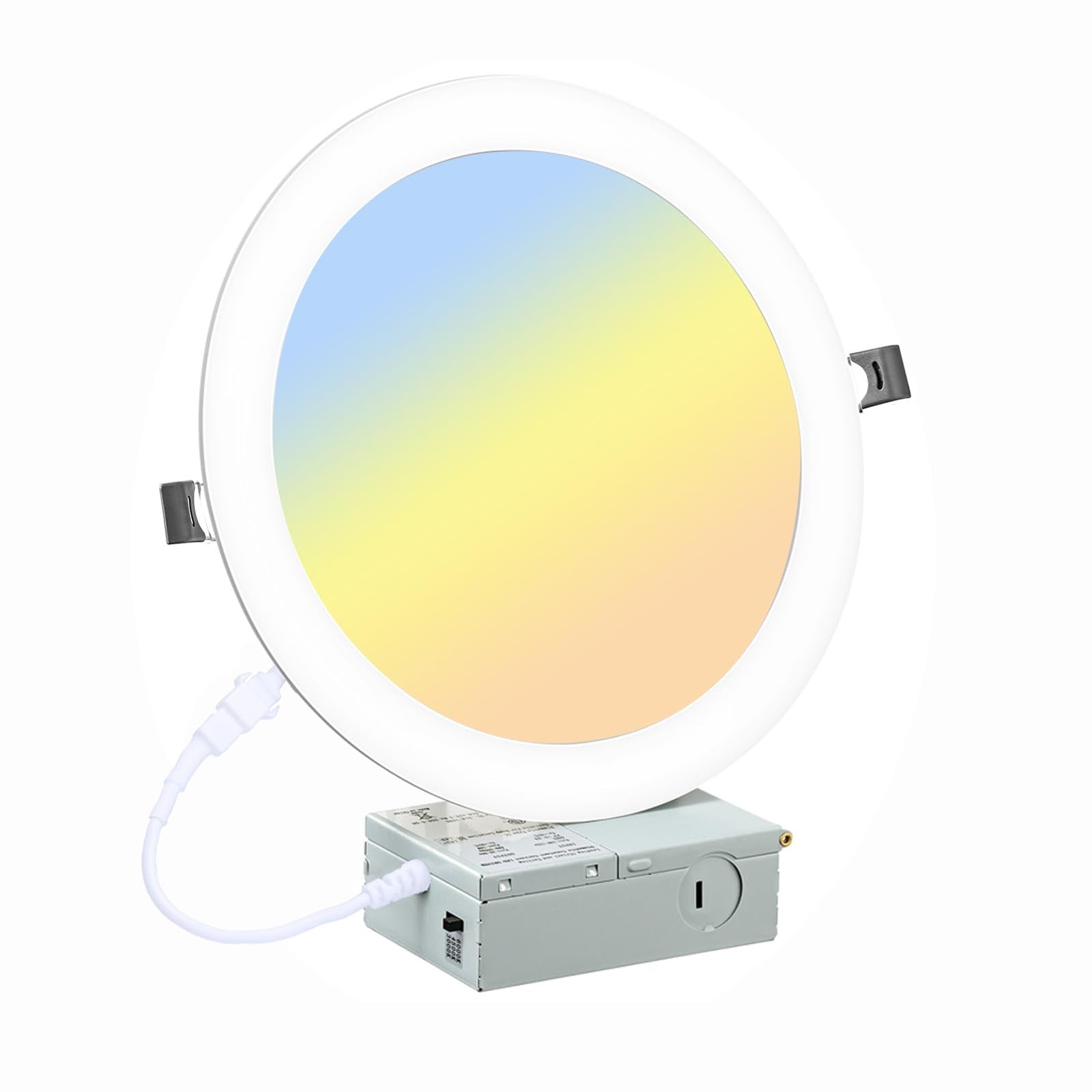 8 Inch LED Recessed Lighting with Junction Box Ultra-Thin, 3000K/4500K/6000K Selectable, 8'' Dimmable Canless LED Downlight, 180
