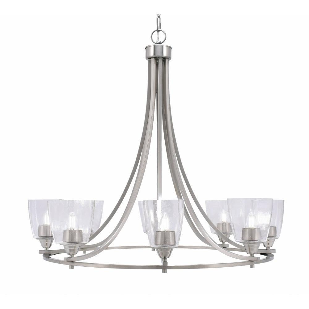 Toltec Lighting 3408-BN-461 Paramount - 8 Light Uplight Chandelier-31 Inches Tall and 33.5 Inches Wide, Finish Color: Brushed Nickel, Glass Color: Clear Bubble