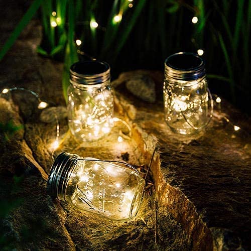ANGMLN Solar Mason Jar Lights Lids, 10 Pack Warm White LED for Regular Mouth Jars, Outdoor Garden Decor, Not Included