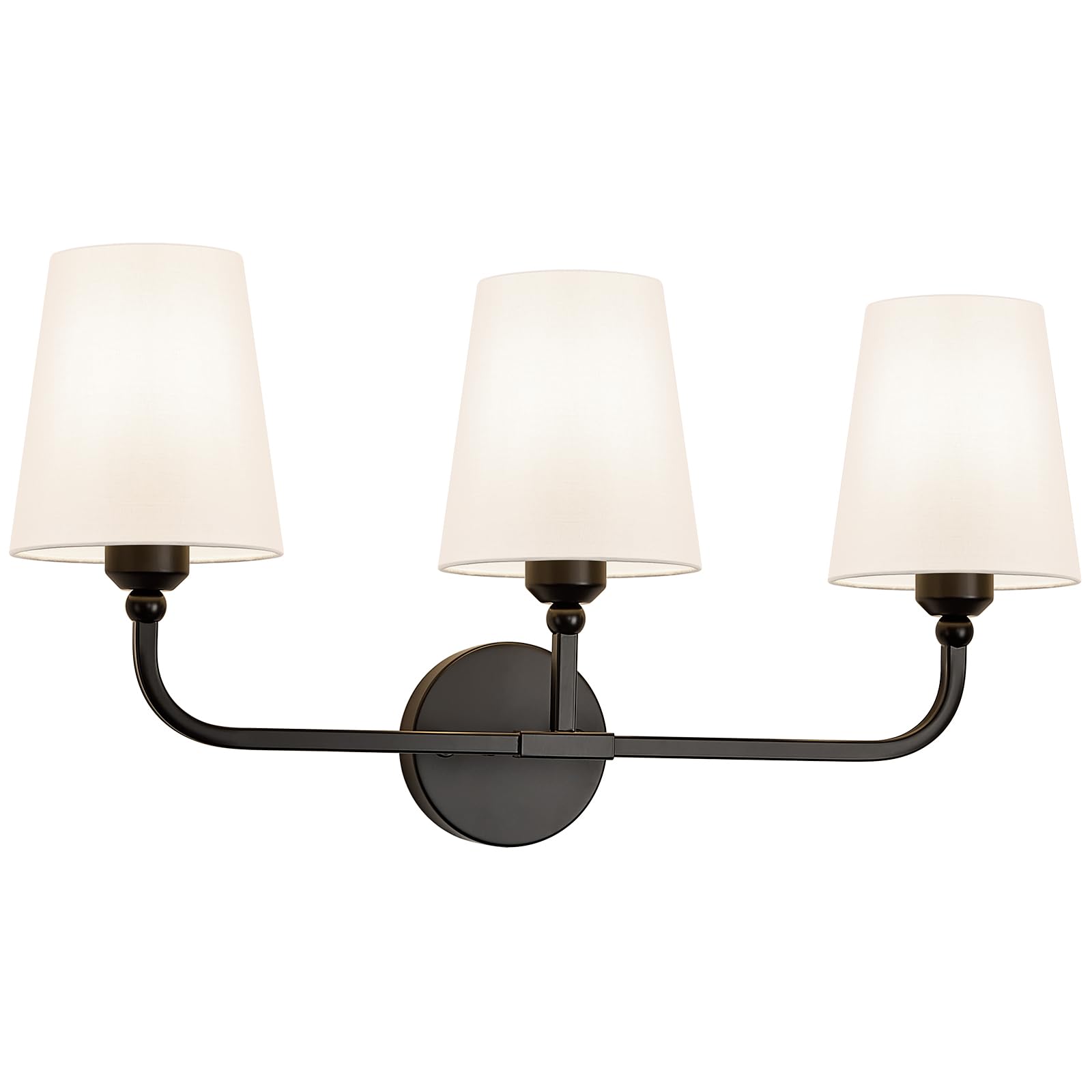 Kvhiiw Bathroom Vanity Light, Matte Black Bathroom Light Fixtures, 3-Light Lighting Fixtures Over Mirror, Modern Wall Sconce wit