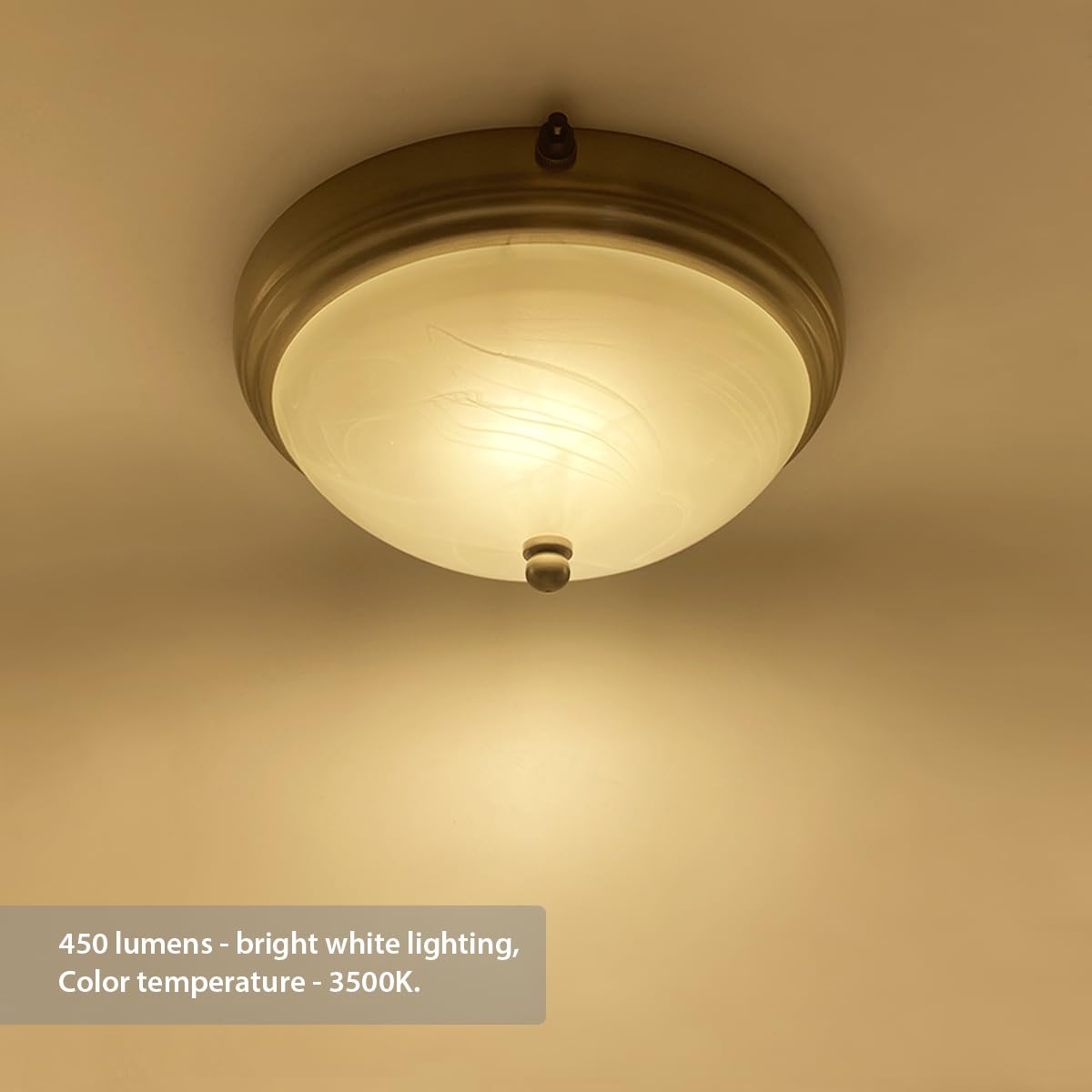 Dream Lighting 12V DC LED Glass Ceiling Light Fixture - 9 inch Soft White Dome Light with Switch for RV/Boat/Trailer