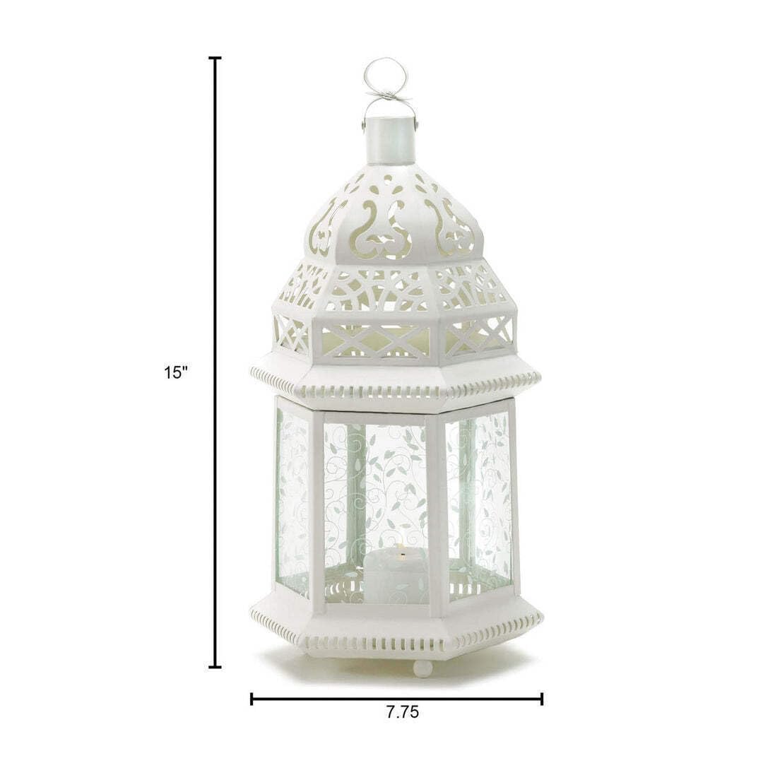 Zingz & Thingz 57070948 Large White Moroccan Candle Lantern