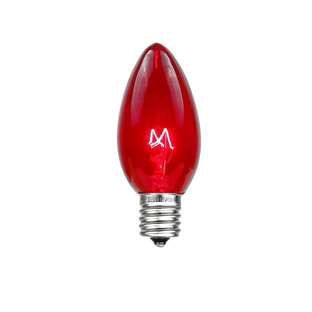 Novelty Lights Incandescent Replacement Bulbs - Outdoor Individual Bulbs for Events  Holiday Parties  Patios  and More - C7/E12 Candelabra Base  5 Watt Lights (Red  25 Pack)