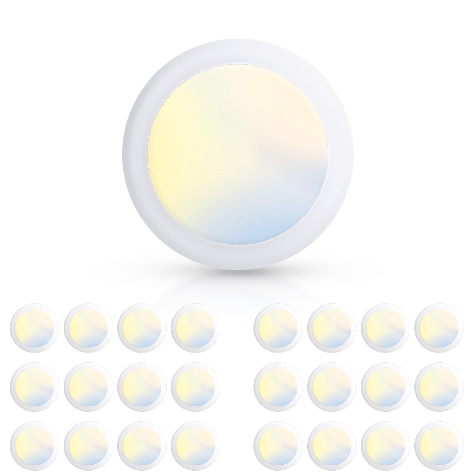 Ecoeler 5/6 Inch Led Disc Lights  5Cct Dimmable Flush Mount Ceiling Downlight  16.5W  1100Lm  5 Color Selectable Surface Mount Ceiling Lighting For Closet  Office  Garage  Etl&Fcc  24 Pack