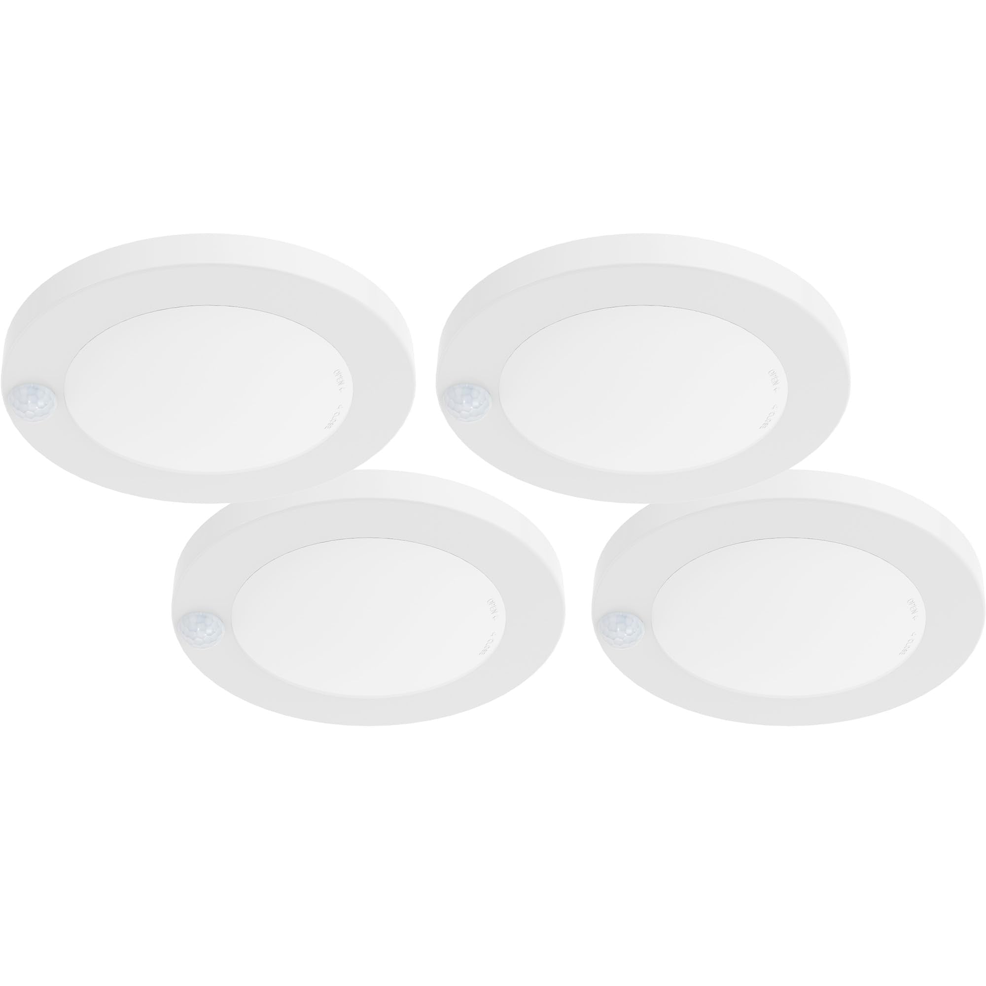 Zago Led 6" 120 Volts Closet Light Wired, Pir Motion Sensor Ceiling Disc Light, 15W, 1100 Lumens, Cri>80, 5000K Daylight White For Closet, Laundry, Garage, Pantry, Wet Location, Etl, White, 4 Packs