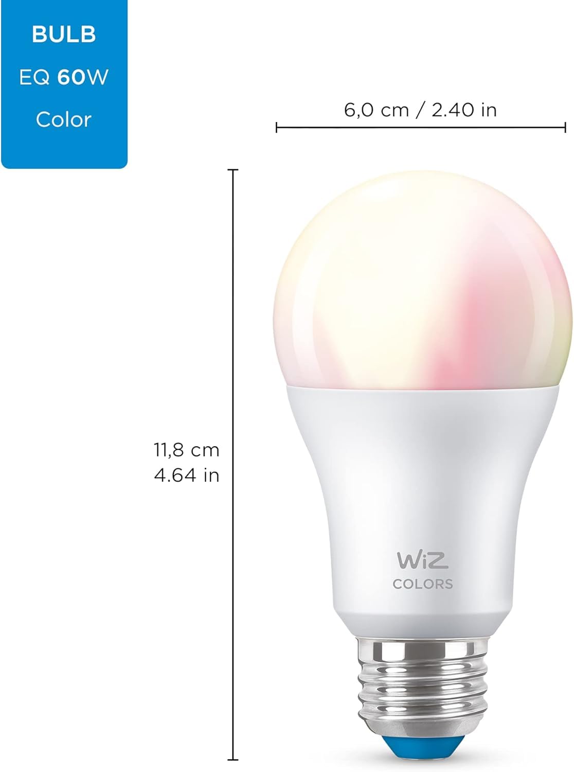 Wiz Connected 2-Pack Color 60W A19 Smart Wifi Light Bulb, 16 Million Colors, Compatible With Alexa And Google Home Assistant, No