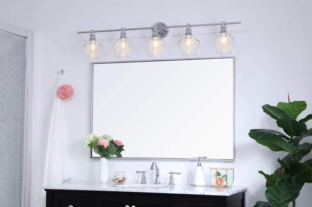 Living District Gene 5-Light Mid-Century Metal Wall Sconce in Chrome and Clear