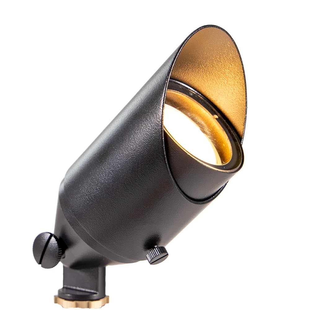 VOLT Top Dog Scotty 12V Cast Brass Outdoor Spotlight (Black) with 5W 2700K Warm White 400 Lumen MR16 LED Bulb for Low Voltage La