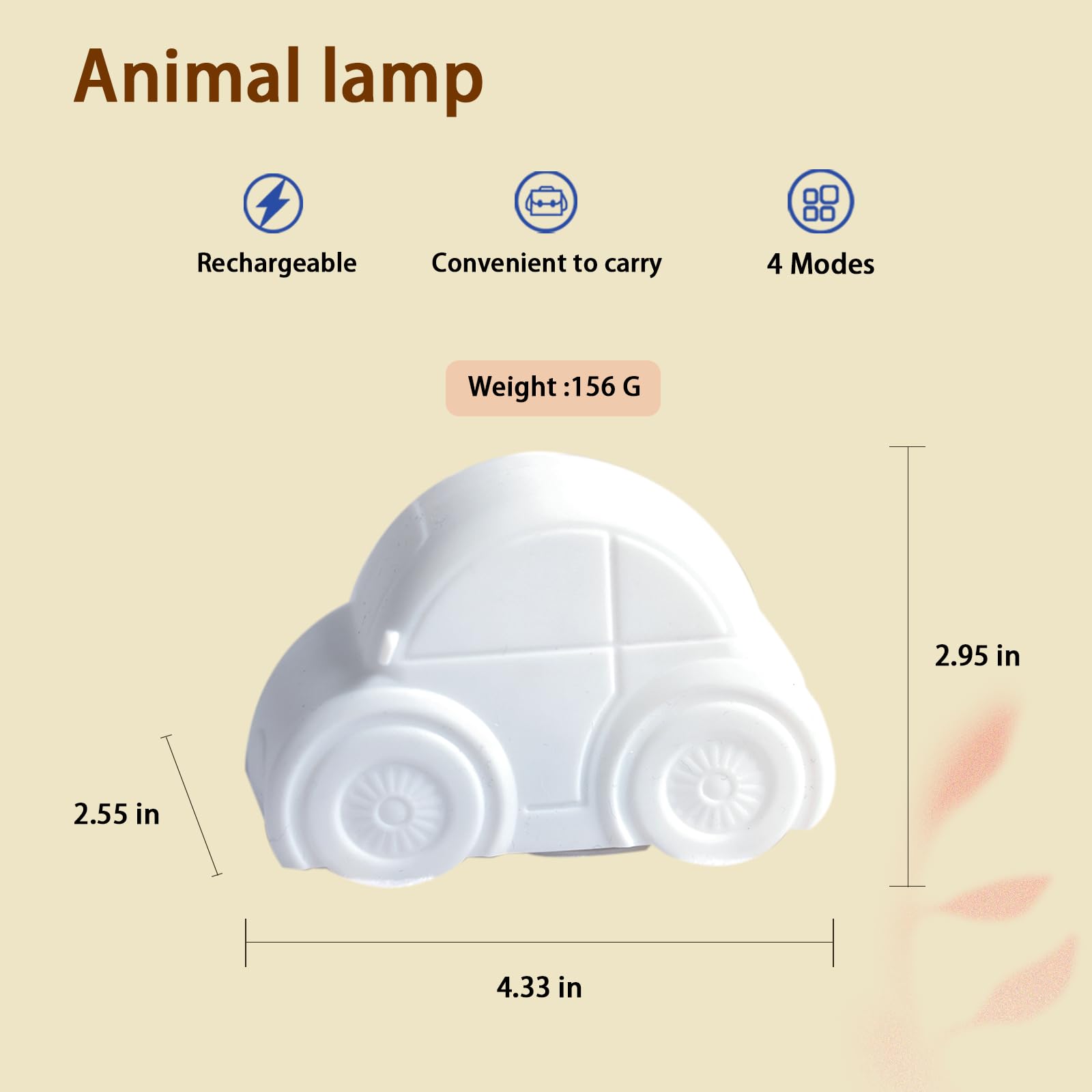 GAGBC Car Night Light, Remote & Tap Control, Color Change, USB-C Rechargeable, Cute Lamp for Kids