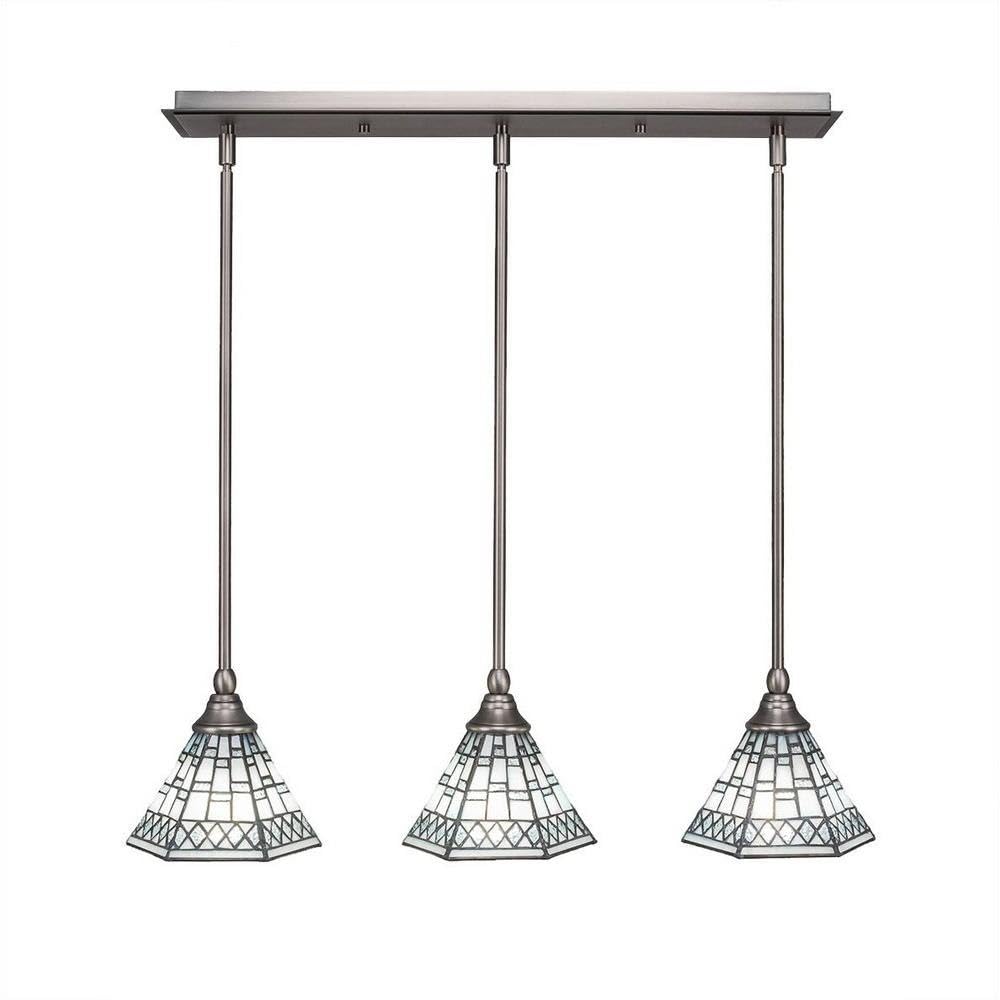 Toltec Lighting 25-Bn-9105 3 Light Multi-Light Mini Hang Straight Swivel Pendant With Pewter Glass, 7&quot;, Brushed Nickel