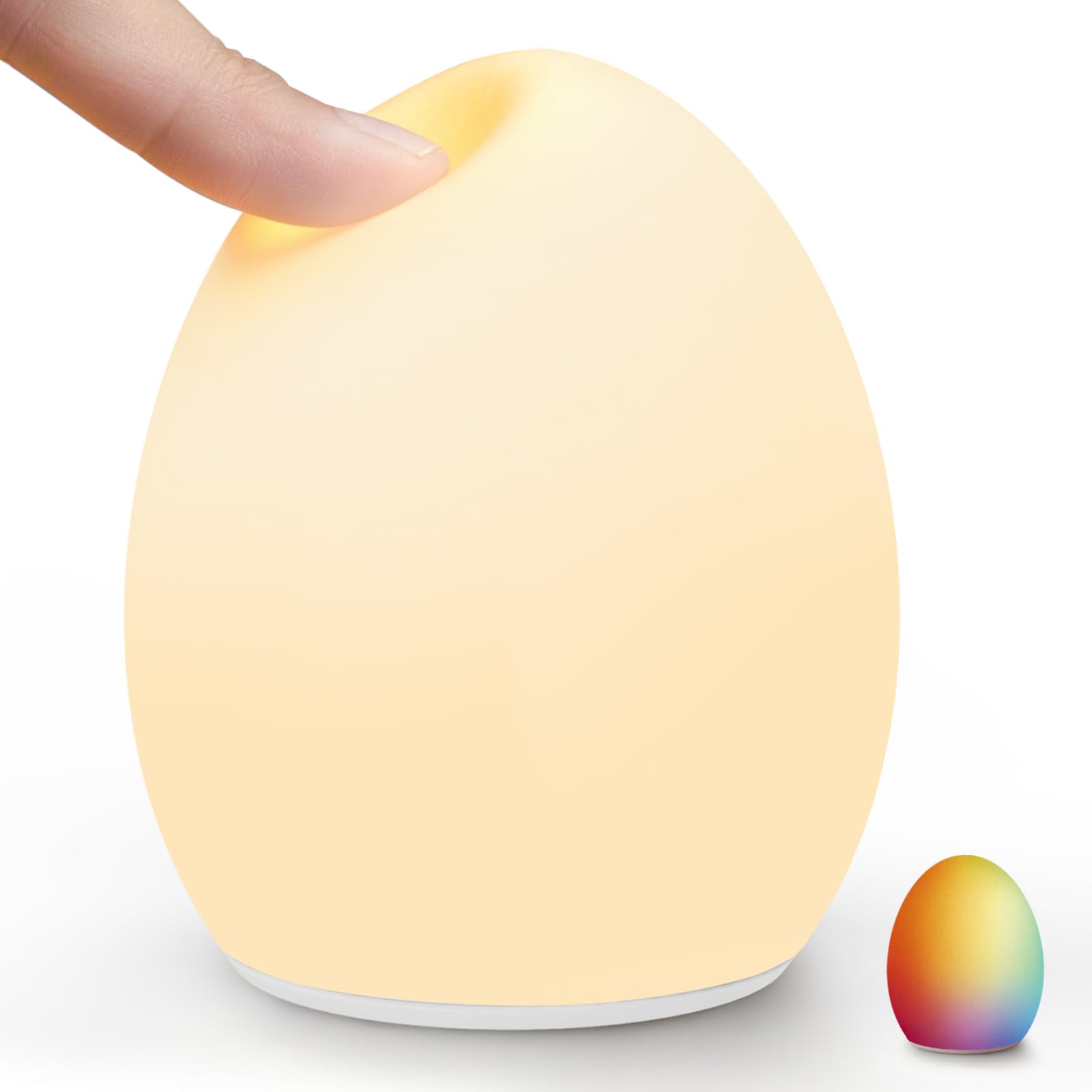 Harmobub Baby Night Light, Silicone Egg Light for Kids, Portable Touch Night Lamp with 11 Colors Changing, Nursery Night Light f