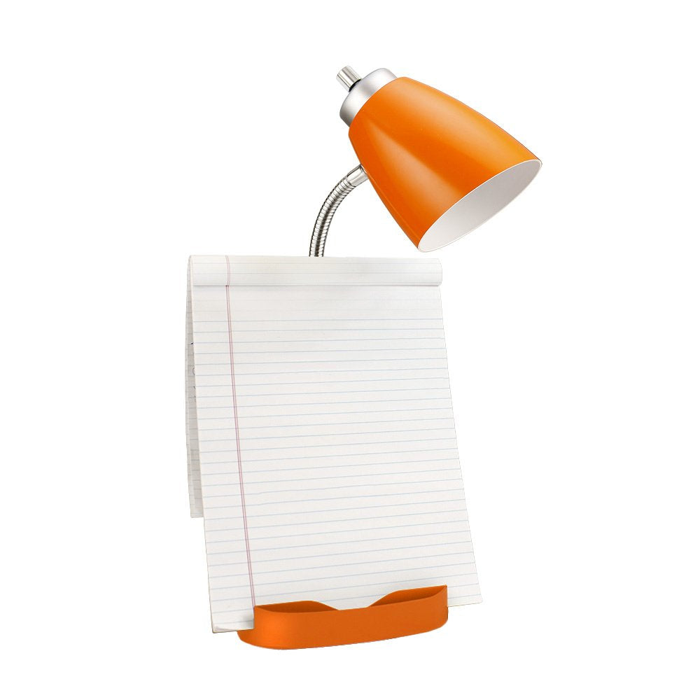 Simple Designs Ld1056-Org Gooseneck Organizer Desk Lamp With Ipad/Tablet Stand Or Book Holder And Usb Port, Orange