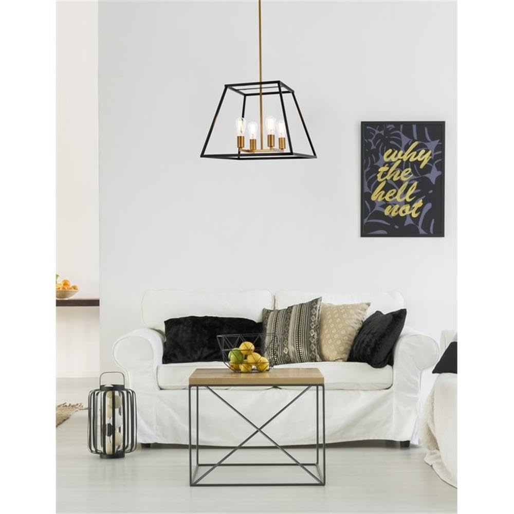 Living District Indoor Modern Home Decorative Bright Ceiling Declan 20 inch Pendant in Black and Brass