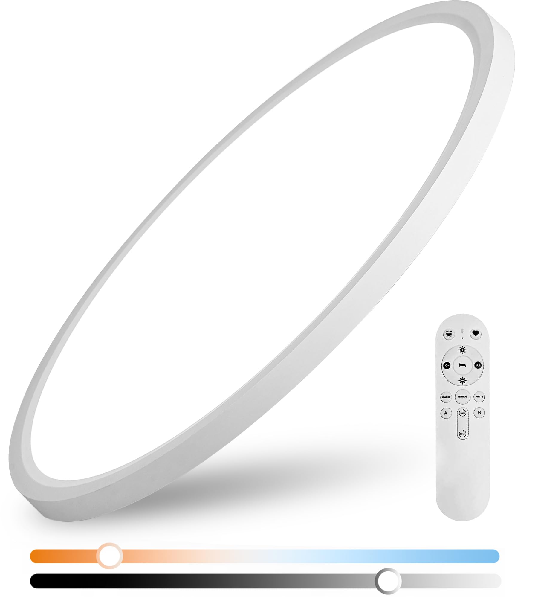 YELIOLED 20in LED Flush Mount Ceiling Light, 4200LM, Dimmable, Adjustable 2700K-6500K, Remote Control, White, Model LA-RC