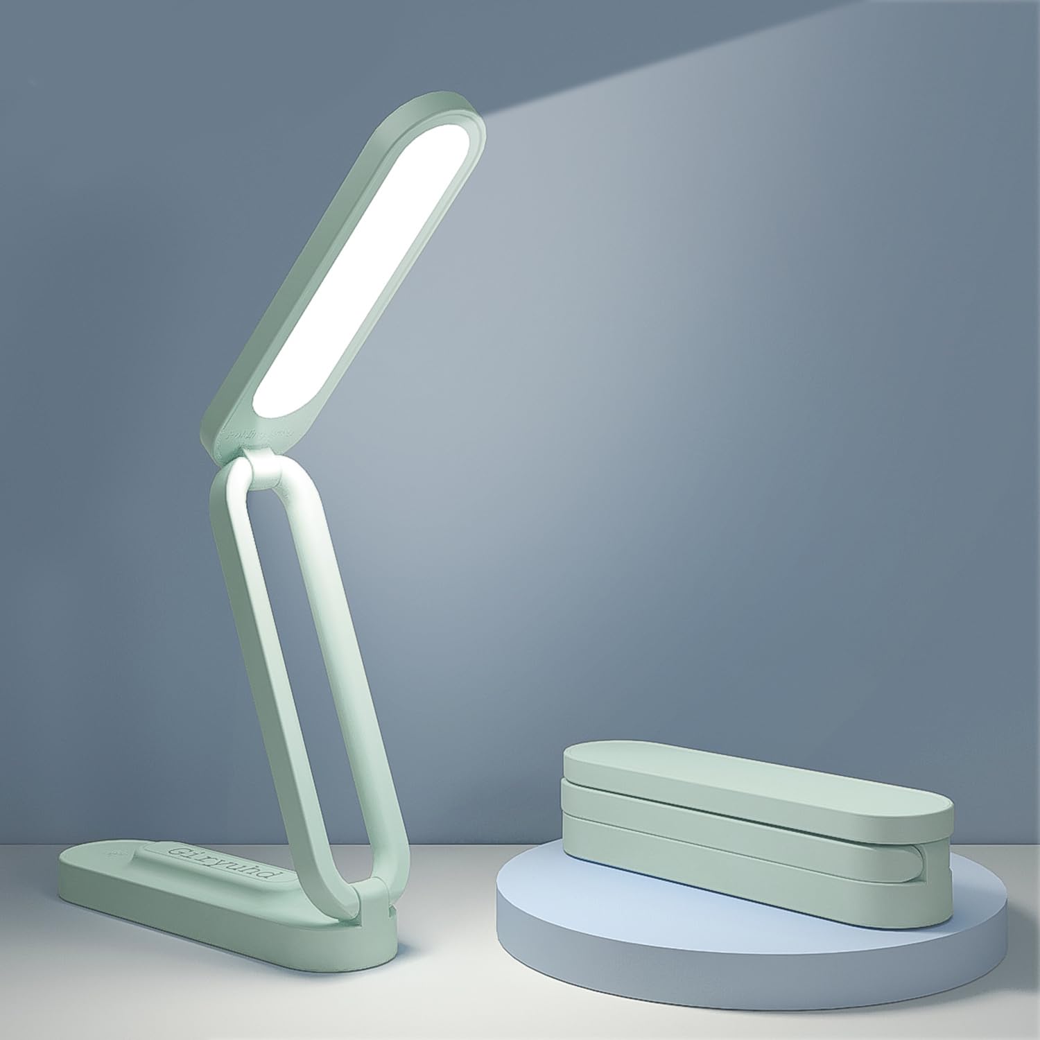 Giryuhd LED Desk Lamp, Rechargeable & Foldable, 3 Brightness Levels, Grayish Green, Model A211, Portable Light for Office/Home