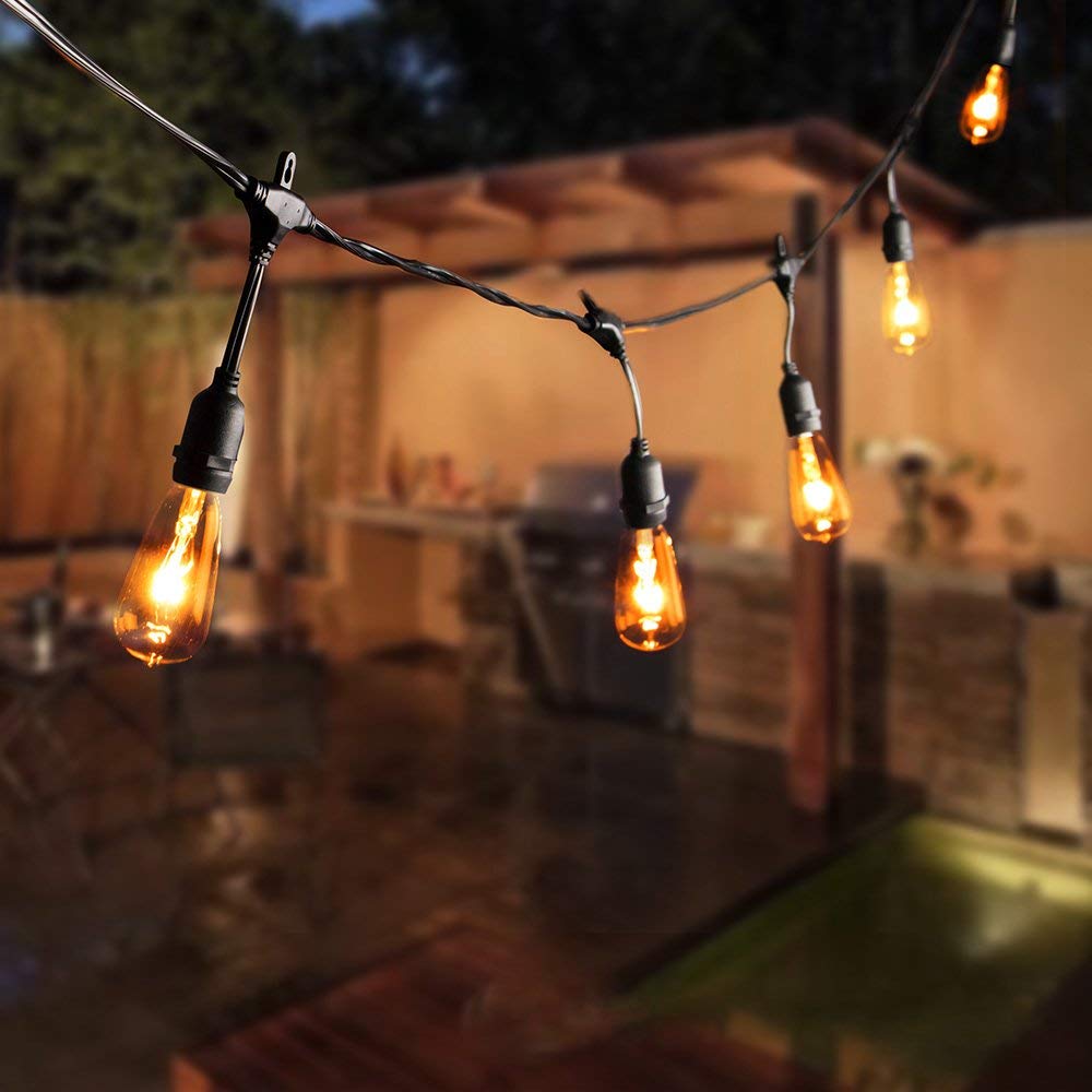 Brightown 10 Pack ST40 Edison Replacement Light Bulbs, 7W E17 Screw Base, Clear Glass, Warm White for Outdoor String Lights