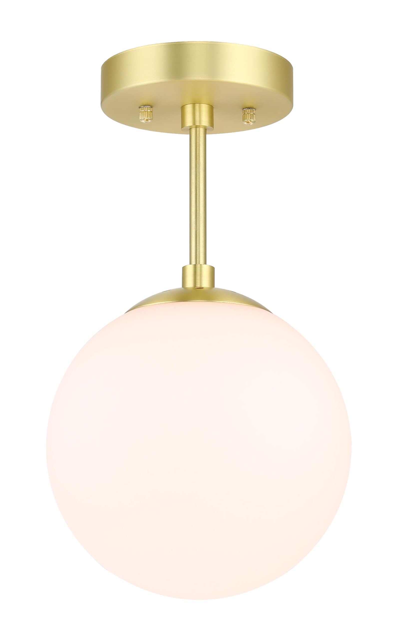 Xinbei Lighting Semi Flush Light 1 Light Semi Flush Mount Ceiling Light, Globe Ceiling Light Satin Brass Finish For Living & Din