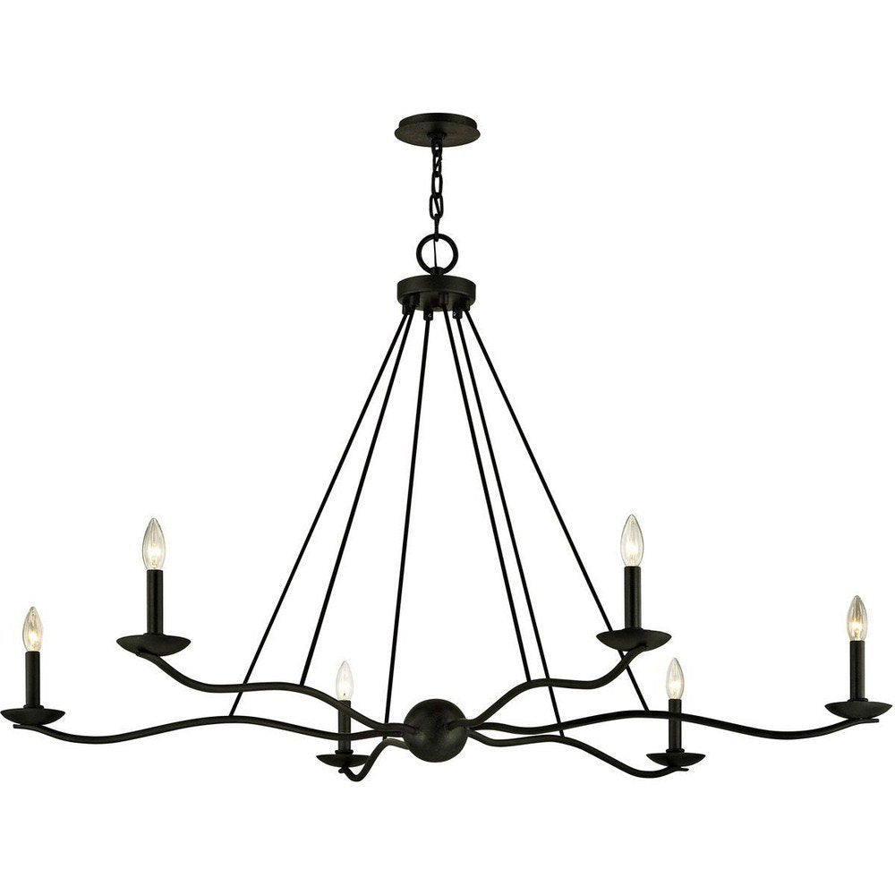 Troy Lighting F6306 Sawyer Six Light Chandelier, Forged Iron
