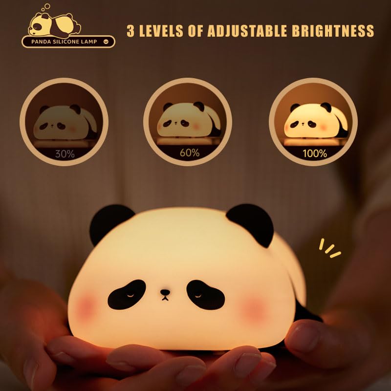 AGEK Panda Night Light for Kids, Cute Panda Lamp Silicone Nursery Night Light Bedroom Nightlights USB Rechargeable Bedside Lamp