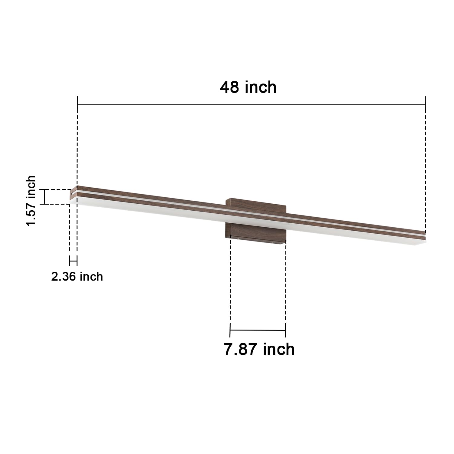 Sinerise 48-Inch Led Modern Bathroom Vanity Light Bar  Brown Modern Acrylic Bathroom Wall Lighting Fixtures Over Mirror (Cool White 6000K)