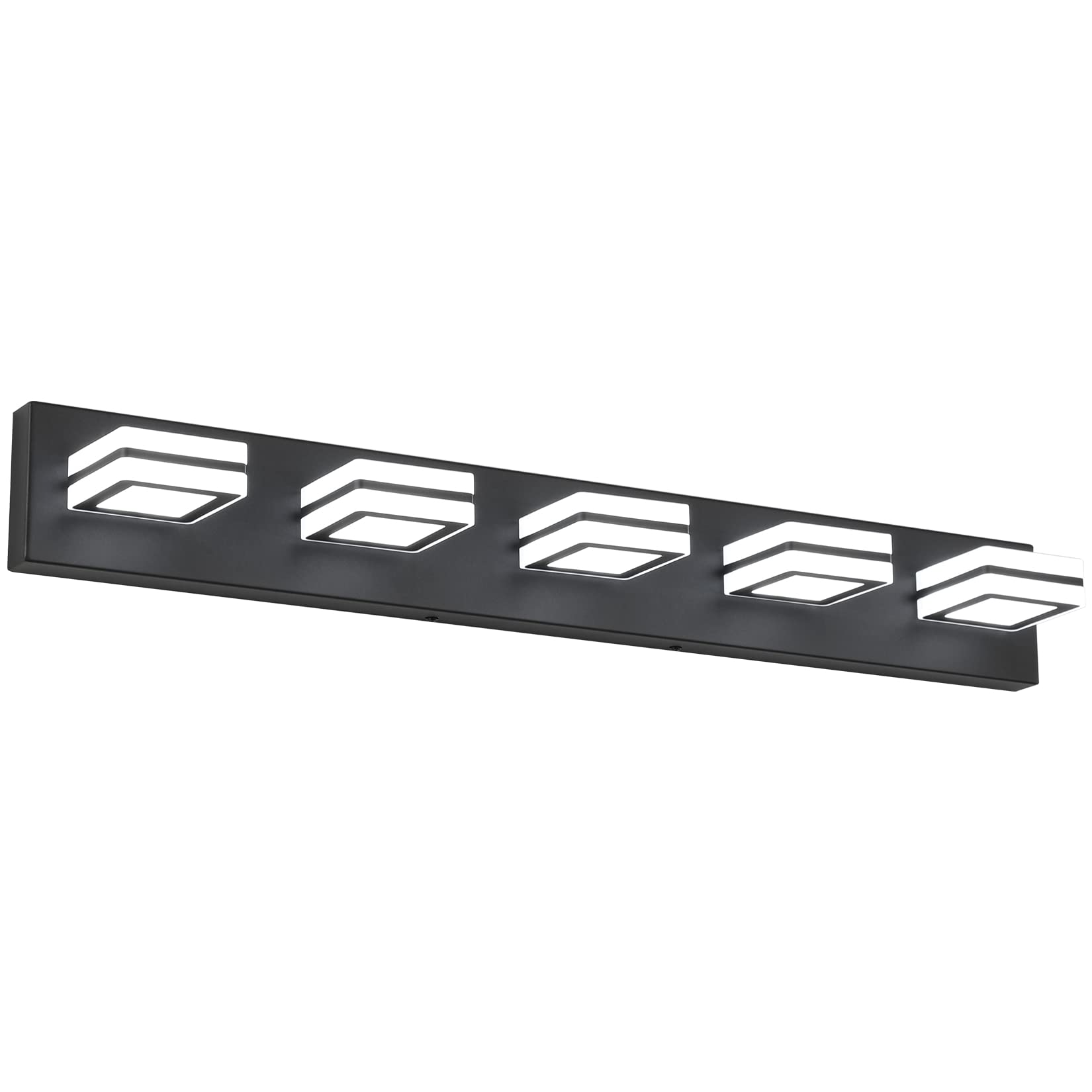 Ralbay 5-Light Modern Led Black Vanity Light For Bathroom, Matte Black Up/Down Wall Fixture