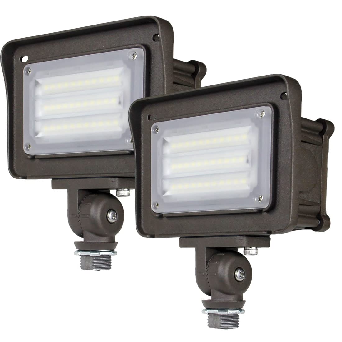 DAKASON 30W LED Flood Light, Dusk-to-Dawn, 3600LM, IP65 Waterproof, 2 Pack, Bronze-grey, Model FL-30C2-50-D