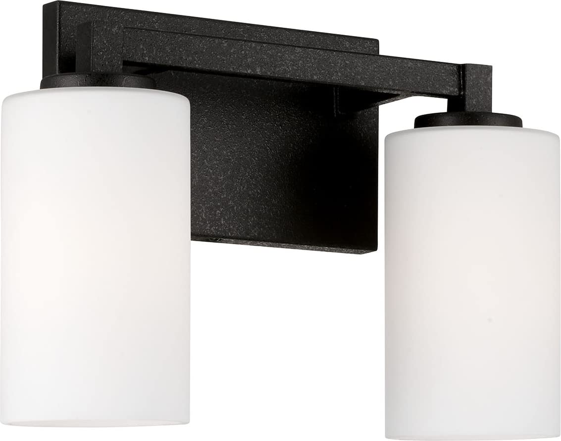 Capital Lighting 119821BI-545 Ravenwood Soft White Glass Cylinder Vanity Lights for Bathroom, 2-Light 200 Total Watts, 10 H x 13