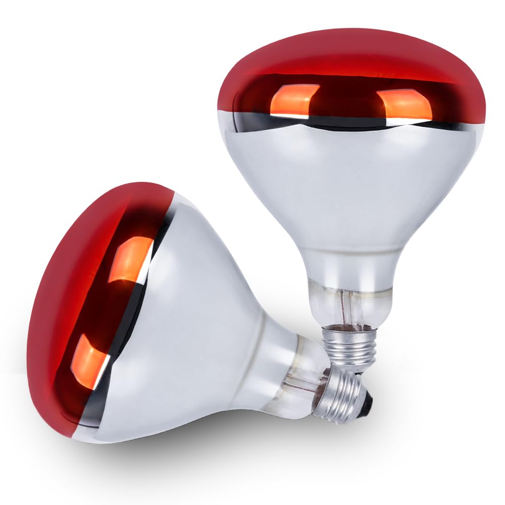 Wesome Lighting 250 Watt Heat Lamp Bulbs For Chicks, R40 Brooder Heat Lamp For Chickens, Infrared Reflector Heat Bulbs For Brood