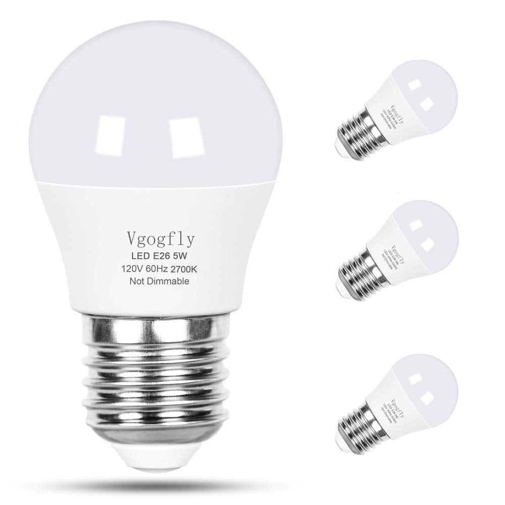 Vgogfly LED Bulb 5W Warm White E26 Medium Screw Base 4 Count Plastic