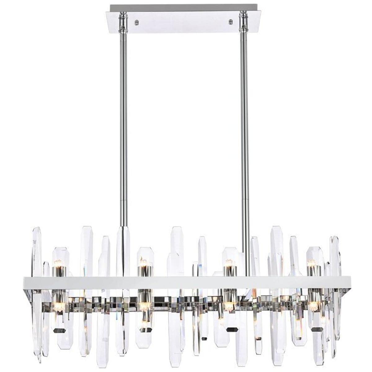 Elegant Decor Indoor Modern Serena 30 inch Crystal Rectangle Chandelier - Chrome