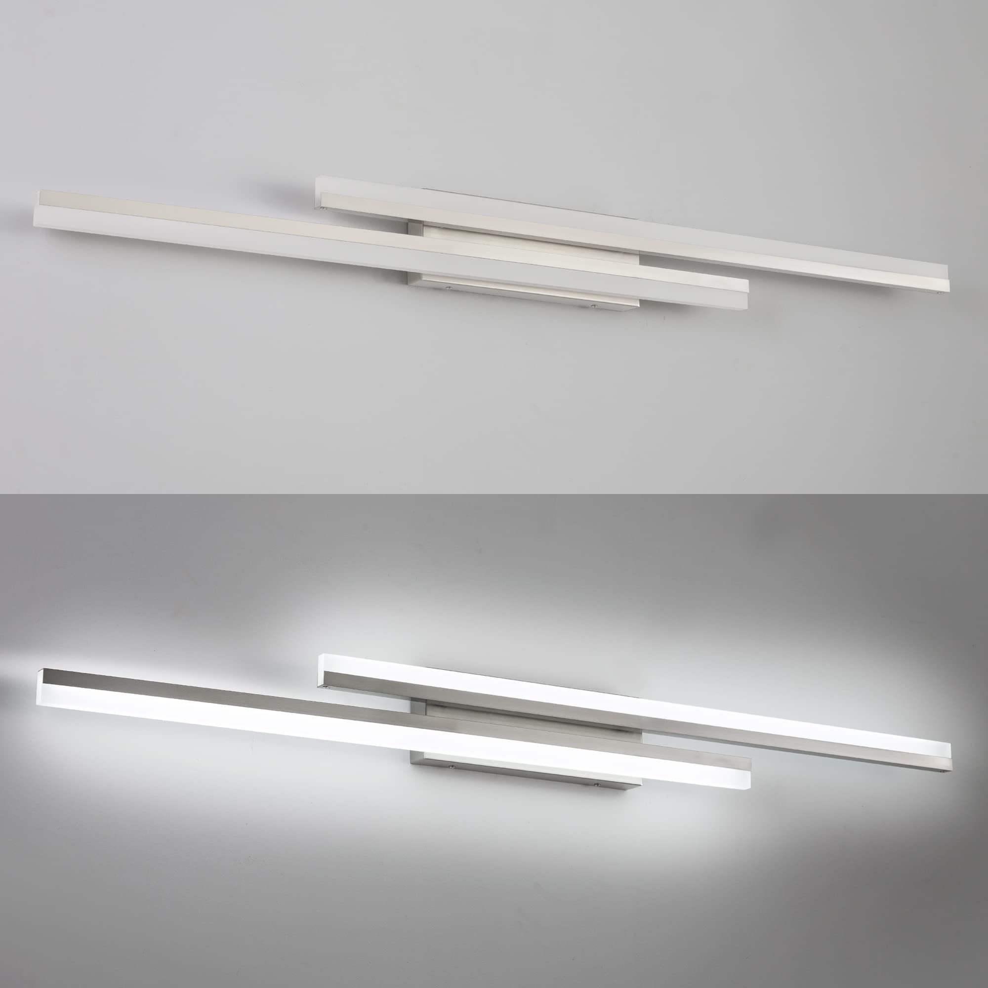 PRESDE 48inch Modern LED Bathroom Vanity Light Fixture Over Mirror Brushed Nickel Metal Cold White 6000K Model d7481c30