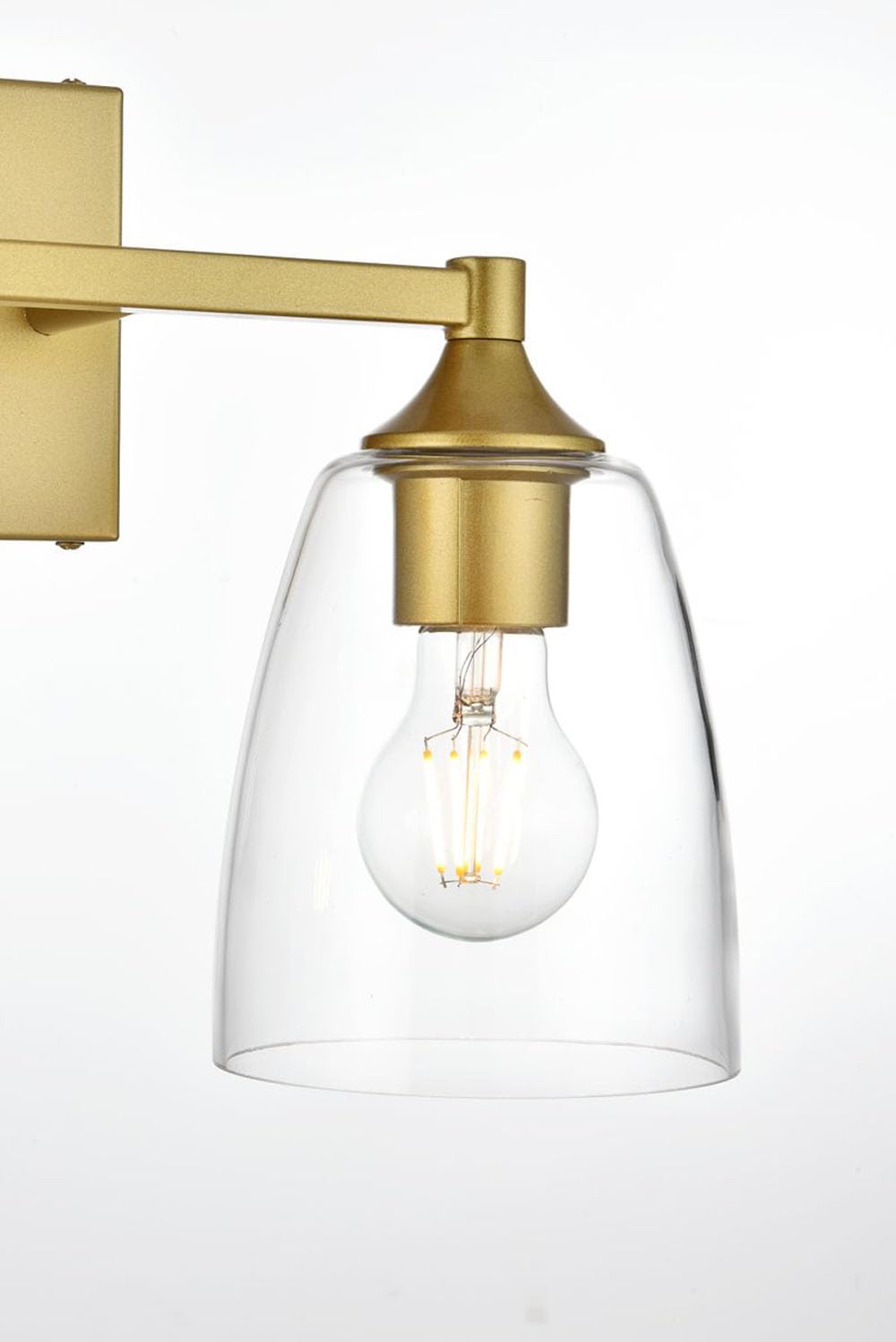 Living District Gianni 2-Light Iron & Glass Bath Sconce in Brass/Clear