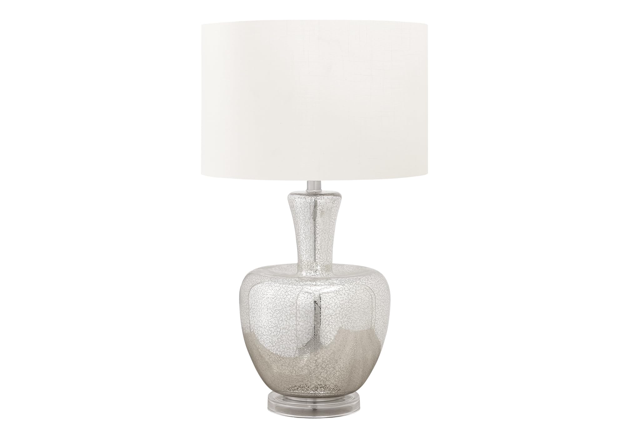 Monarch Specialties Table Lamp I 9897, 26in H, Silver Glass, Ivory/Cream Shade, Contemporary Design