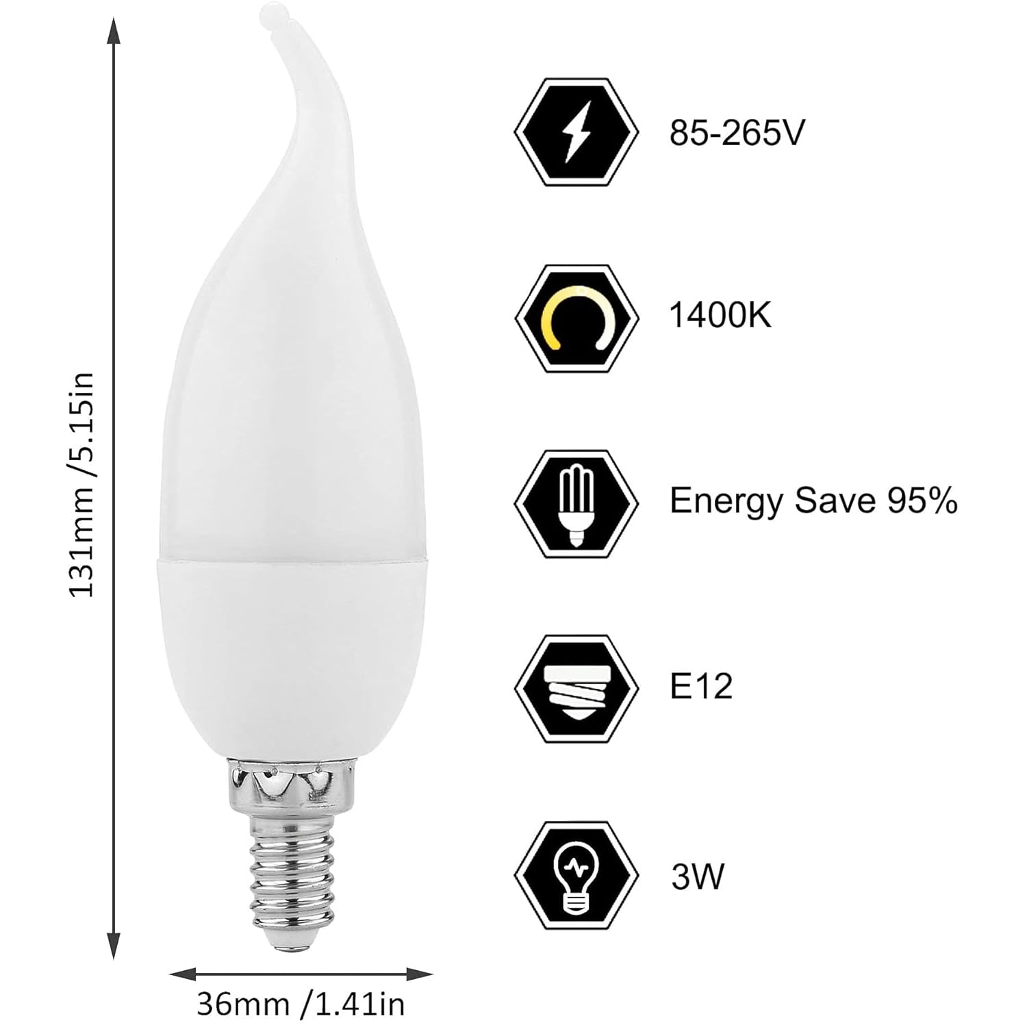 Lpraer 6 Pack E12 Led Flame Effect Light Bulbs 3 Modes Flickering Flame Tip Candelabra Light Bulbs Warm White Chandelier Bulbs For Easter Halloween