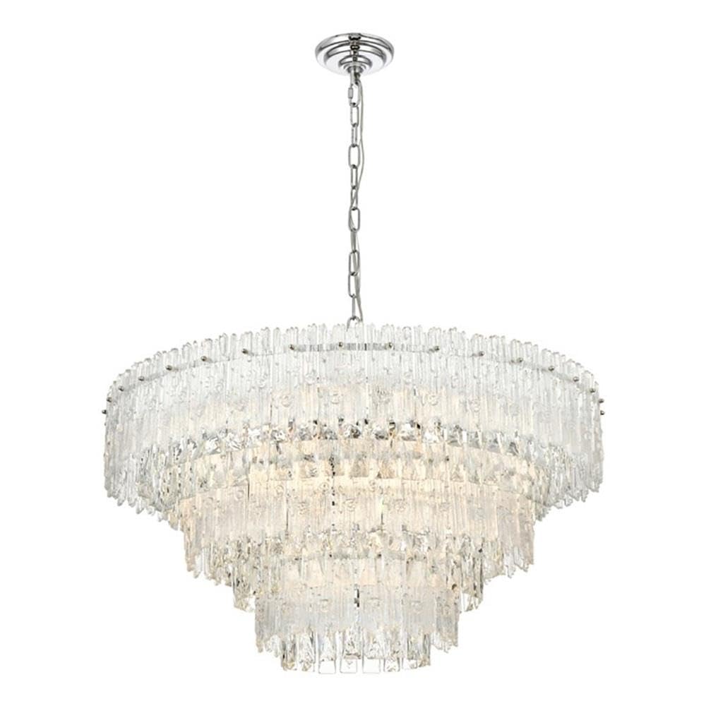 Elegant Lighting Emilia 10-Light Metal & Glass Chandelier in Chrome/Clear